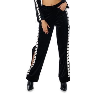 NWT Akira Luxe Velvet Pants Black Open Sides Snap Ankle Closure Sz 1X